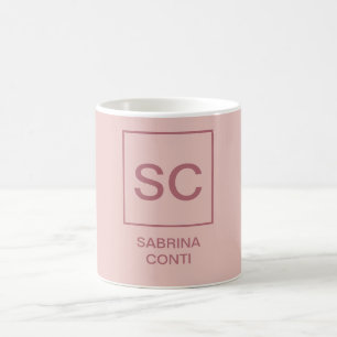 Rose Goldfarbe beruflich einfache Monogrammbezeich Kaffeetasse