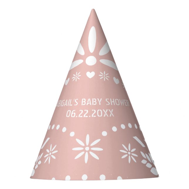 Rose, goldfarben, pink, weiß Papadeiche, Babydusch Partyhütchen (Vorderseite)