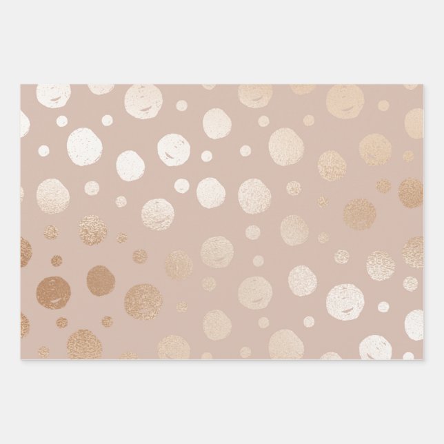 Rose, goldfarben und beige geschenkpapier set (Vorderseite)