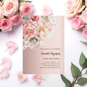 Rose goldfarbene Rosa Blumenfloralen verleihen Lux Einladung