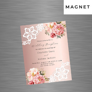 Rose goldfarbene Rosa Blumensträuße Hochzeitsempfa Magneteinladung