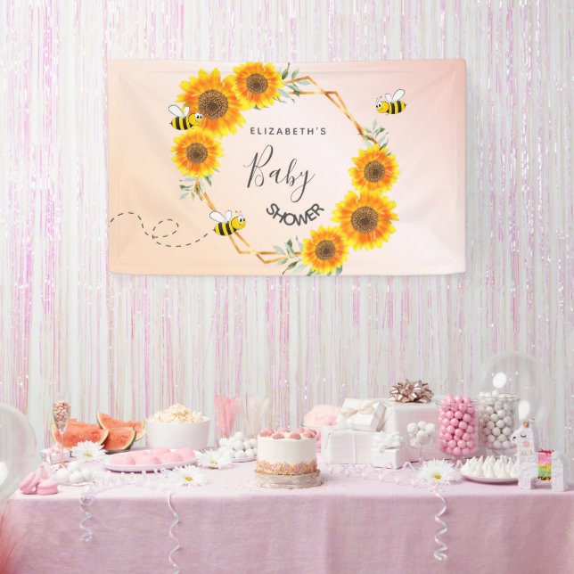 Rose goldfarbene Sonnenblumen Mama zum Baby Dusche Banner (Party)
