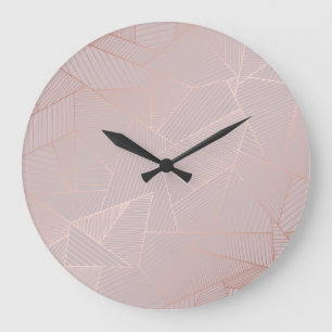 Rose goldfarbener Hintergrund, elegant. Große Wanduhr