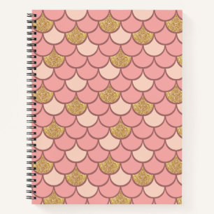 Rose Goldfischskala mit Glitzer Notizbuch