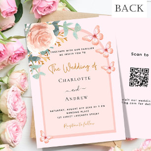 Rose Goldfloralen Bogen QR Code UAWG Hochzeit Einladung