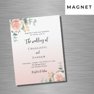 Rose Goldfloralen Grünpflanzen Luxushochzeit Magneteinladung