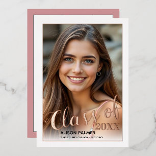 Rose Goldfolie Class of 2023 script Foto Folieneinladung
