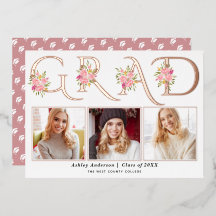 Rose Goldfolie GRAD Foto Abschluss Ankündigung