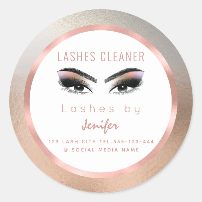 Rose Goldfolie-Make-up-Augen Strickreiniger Runder Aufkleber (Vorderseite)