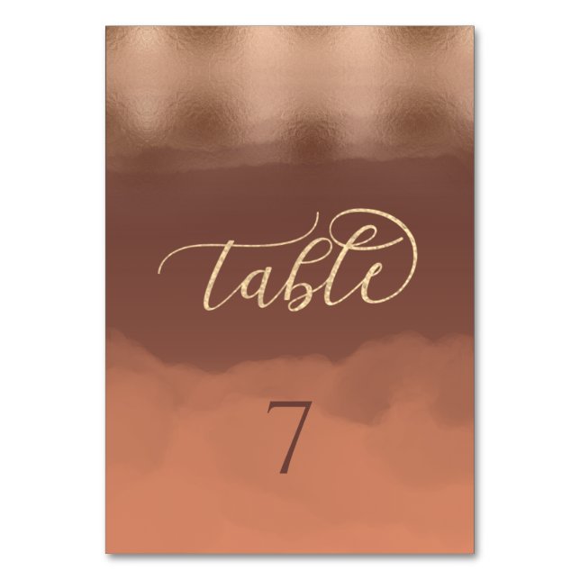Rose Goldfolie Zimt Wasserfarbe Tischnummer (Vorderseite)