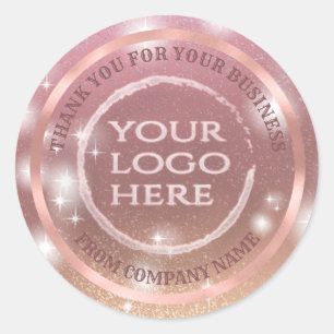 Rose Goldfolienglanz dank individuelles Logo Runder Aufkleber