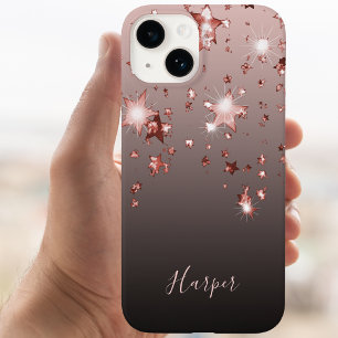 Rose goldglänzende Sterne Kupfer ombre Name mädche iPhone 16 Hülle