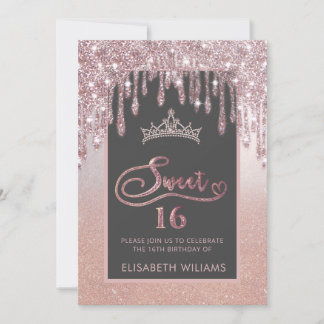 Rose Goldglatter Tropfen ombre tiara Einladung