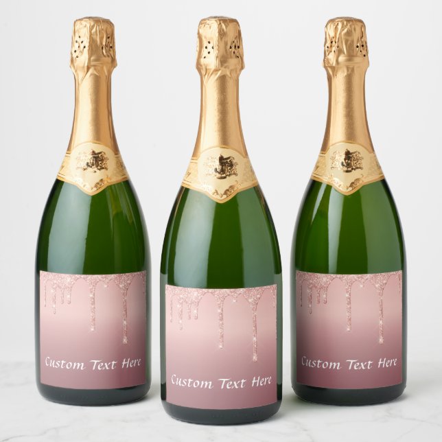 Rose GoldGlitter Étiquette de vin étincelant texte (Bouteilles)