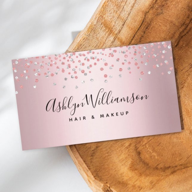 Rose Goldhaar Salon Make-up Künstler modern trendy Visitenkarte (Von Creator hochgeladen)