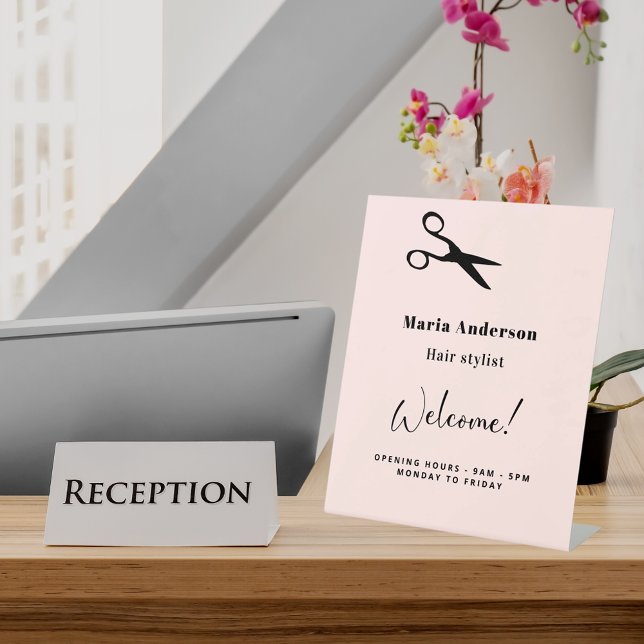 Rose Goldhaar Stylistin Öffnungszeiten willkommen Sockelschild (Von Creator hochgeladen)
