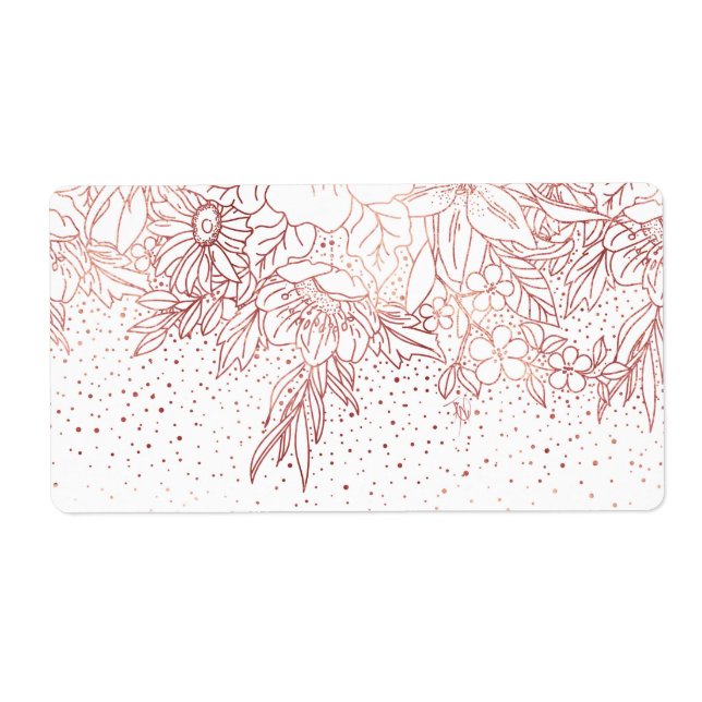 Rose Goldhandgezeichnete Blumendoodles und Konfett (Vorne)