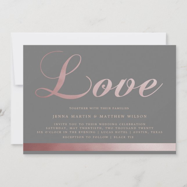 Rose-Goldkalligrafie | Einladung zur Hochzeit (Vorderseite)