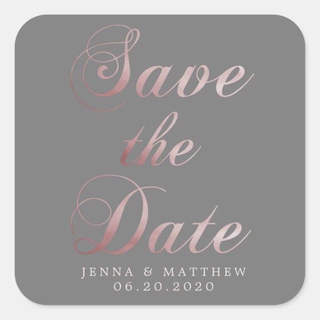 Rose-Goldkalligrafie | Save the Date Aufkleber (Vorderseite)