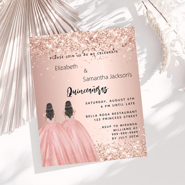 Rose Goldkleid Zwilling Quinceanera Budget Einladu (Von Creator hochgeladen)