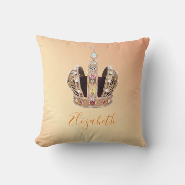 Rose Goldkönigin Prinzessin Tiara Name Kissen (Vorderseite)