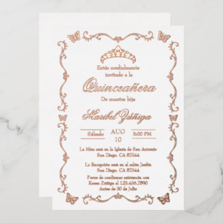 Rose Goldkranz Quinceanera Einladung