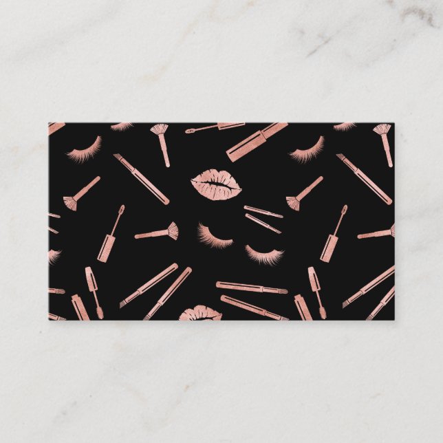 Rose Goldmakeut Künstler Lashes Lippen Lippenstift Visitenkarte (Vorderseite)