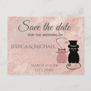 Rose Goldmarmor Cartoon Katzen Save the Date Ankündigungspostkarte