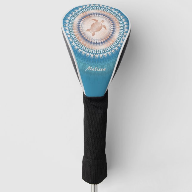 Rose Goldmeerschildkröte und Mandala Golf Headcover (Vorderseite)