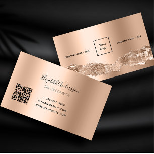 Rose Goldmetall-Agate-Marmorlogo QR-Code Visitenkarte