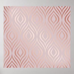 Rose Goldpfauenfedern, Vintag Poster