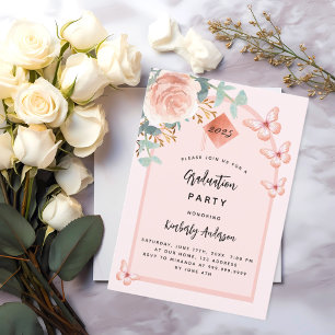 Rose Goldpfirsiche Graduation Party Einladung