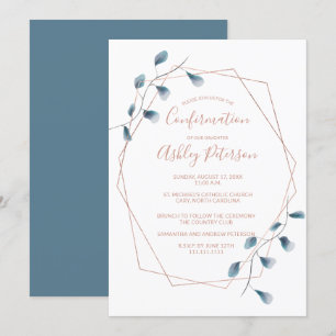 Rose Goldrahmen Aquarellfarben Blau Bestätigung Einladung