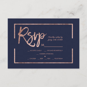 Rose Goldrahmen-Drehbuch Seefahrt Blaue uAwg Hochz RSVP Karte