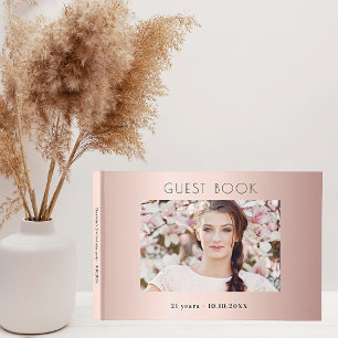 Rose Goldrot-Foto-Collage Gästebuch