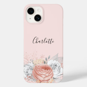 Rose Goldrot Rosa Silberblättername elegant Case-Mate iPhone 14 Hülle