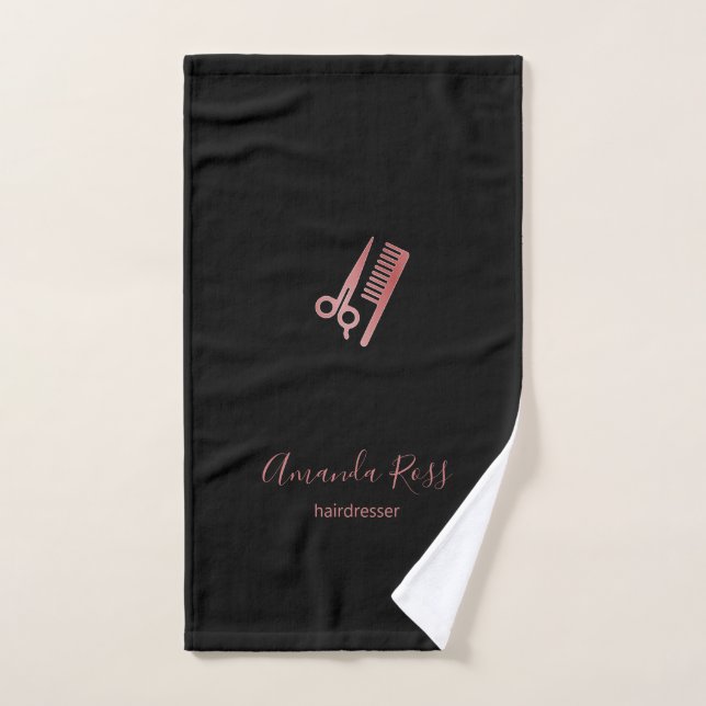 Rose Goldschere und Kammerschwarz Handtuch (Handtuch)