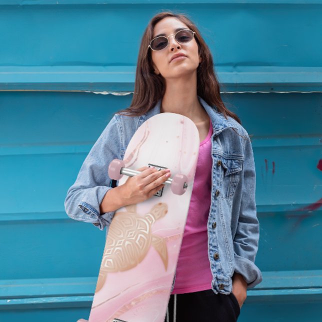 Rose Goldschildkröte Rosa Marmorbraun Tinte  Skateboard (Von Creator hochgeladen)
