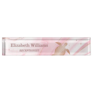 Rose Goldschildkröte Rosa Marmorküste Namensplakette