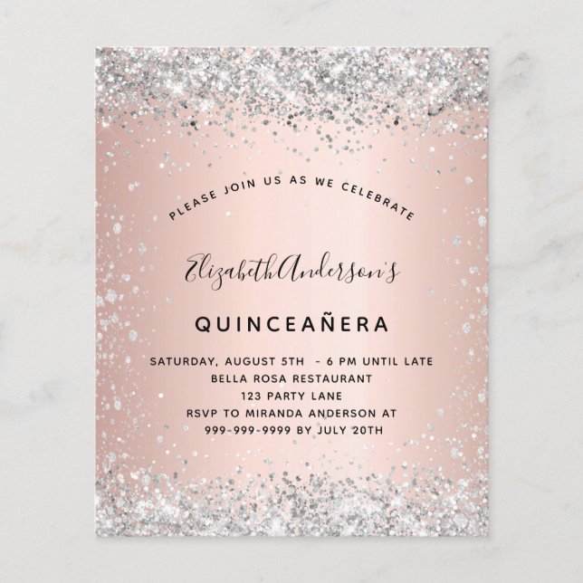 Rose Goldsilber aus Quinceanera Flyer (Vorne)