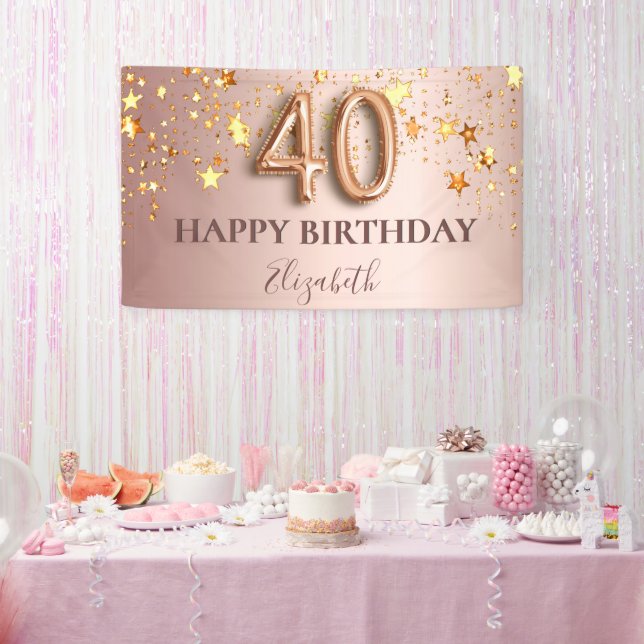 Rose Goldstars 40. Geburtstag Banner (Party)