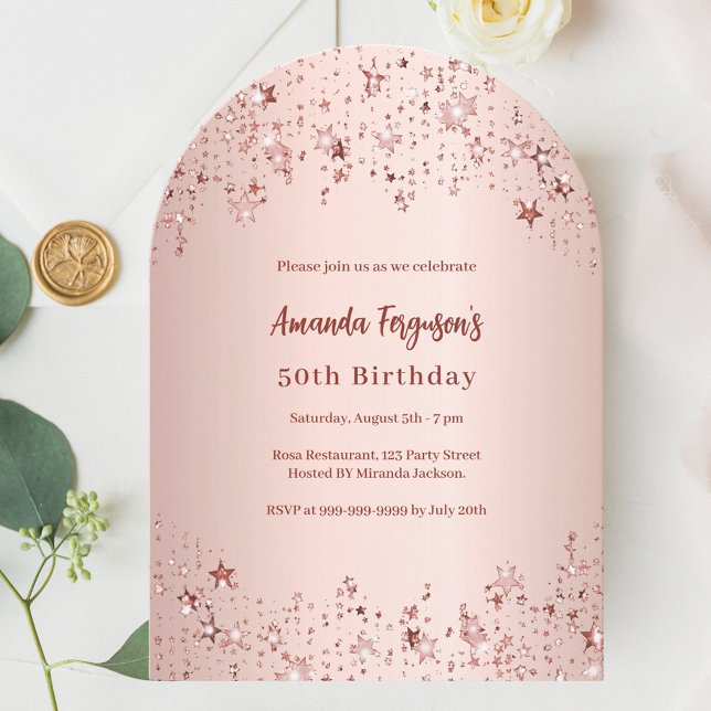 Rose Goldstars Einladung (Von Creator hochgeladen)