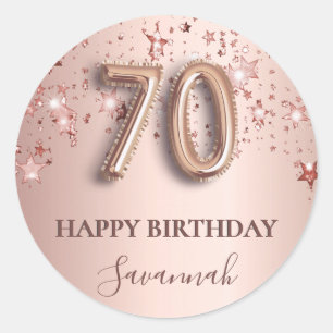 Rose Goldsterne zum 70. Runder Aufkleber