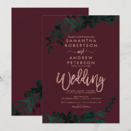 Rose Goldtypografie Blumenburgunde Einladung
