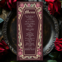Rose Gothic Coffin Rose Red Wedding Menü