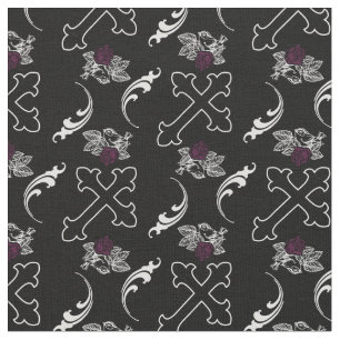 Rose Gothic Cross Fabric Stoff