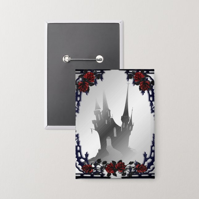 Rose Gothic Mansion Button (Vorderseite/Rückseite)