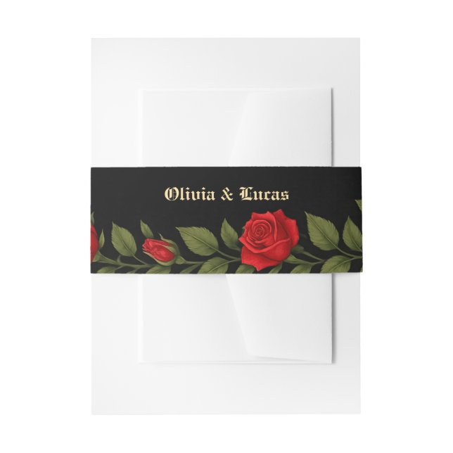 Rose Gothic Wedding Einladung Bauchband Einladungsbanderole (Vorderseite Beispiel)