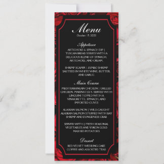 Rose gothique Mariage Menu Invitation