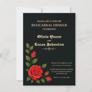 Rose Gothique Mariage Répétition Dîner Invitation
